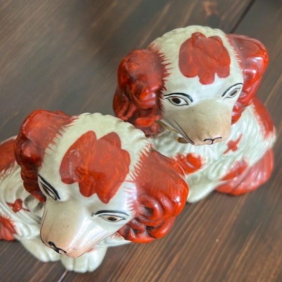 Antique Pair Victorian English Staffordshire Dogs - Picture 14 of 17